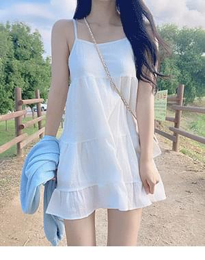細肩帶緞面洋裝