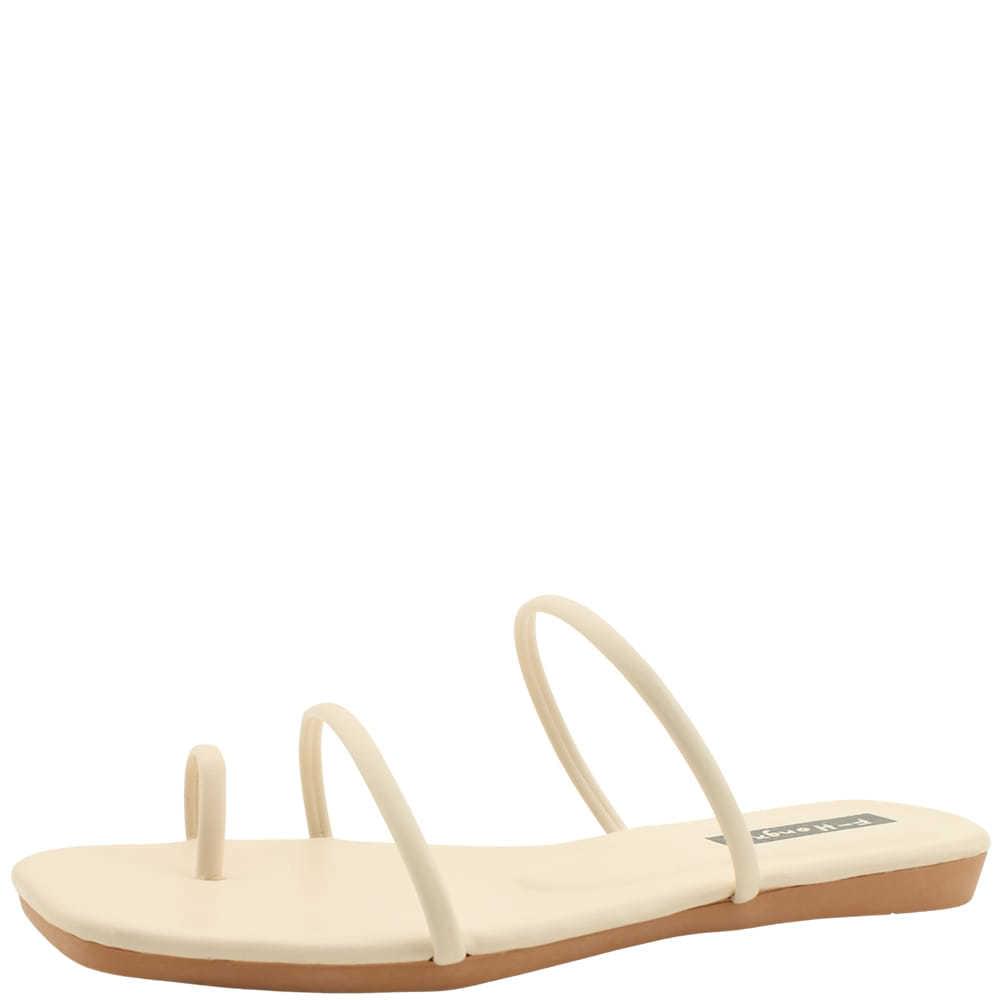 Slim short square toe slippers beige