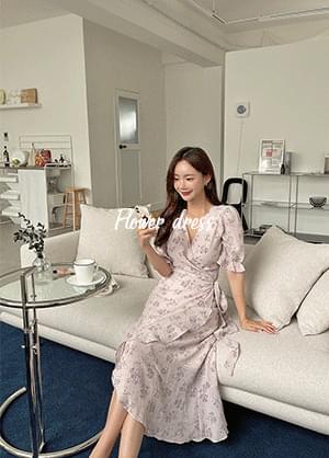뮬리트 플라워 셔링 랩 원피스