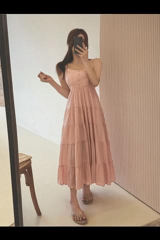 細肩帶緞面洋裝