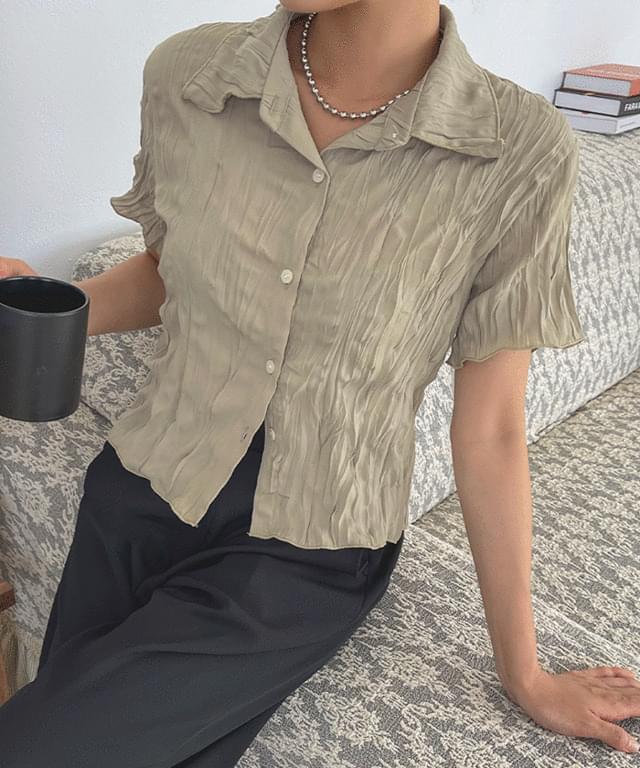 위터브 링클 크롭 셔츠