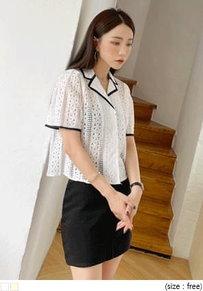 BEL COLORING LACE COLLAR 1/2 BLOUSE
