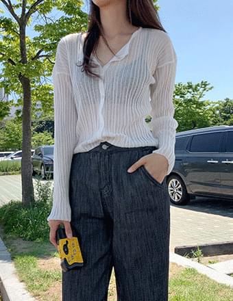 비체*시스루긴팔가디건
