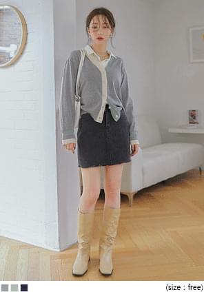 RETY COLORING V NECK KNIT CARDIGAN