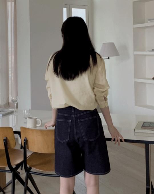 레브른 5부 생지 데님팬츠 - 1 color