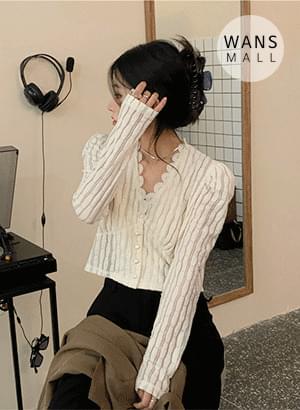 cd5534 아멜리 어깨 퍼프 크롭 블라우스