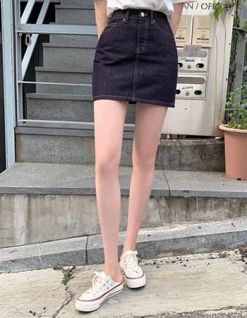 필링 생지 데님 미니 스커트