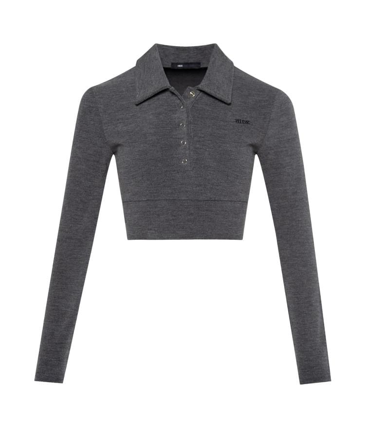 HIDE Collar Logo Button Top (Dark Grey)