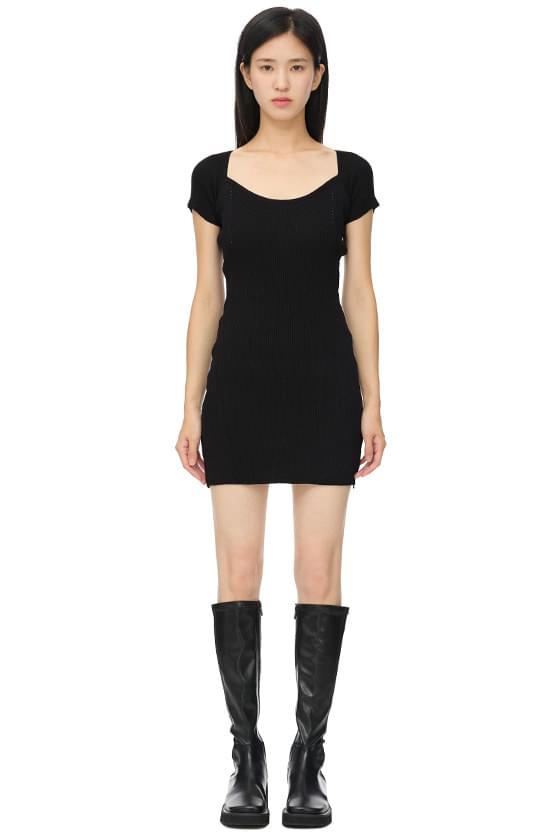 Ribbed Knitwear Slim Short Dress