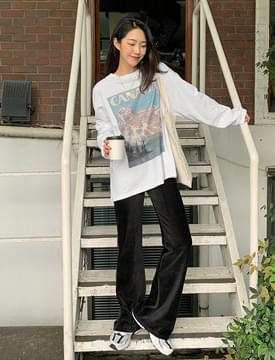 Soft velor banding Flared pants