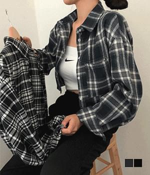 베르 체크 크롭 셔츠 남방