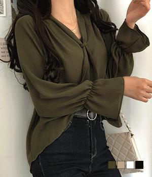 사비에 스카프 블라우스