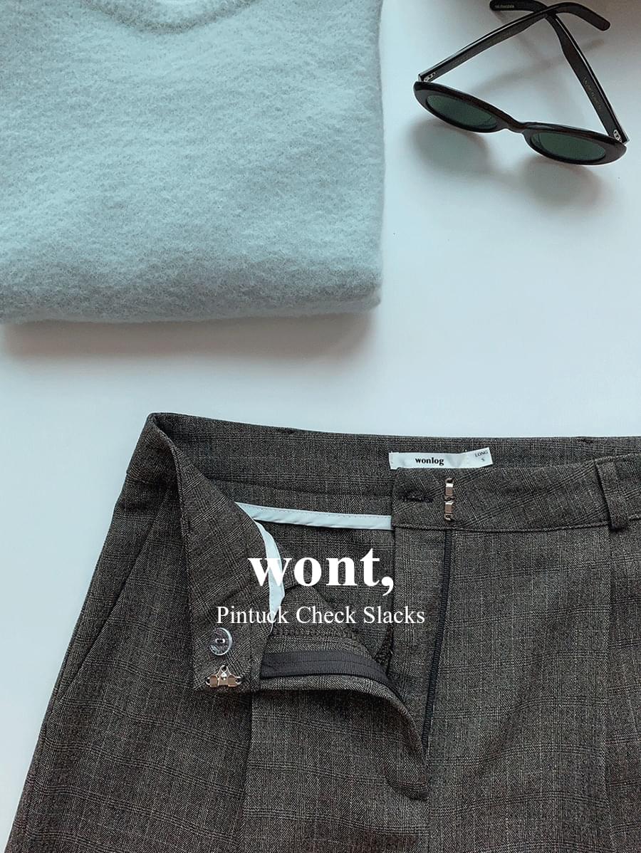 Pintuck Check Slacks