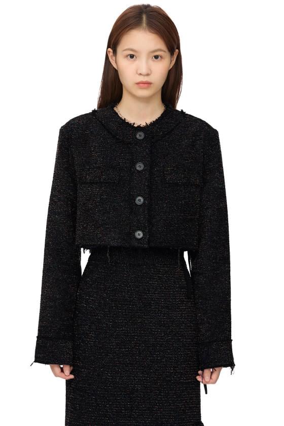 Authentic wool cropped tweed jacket
