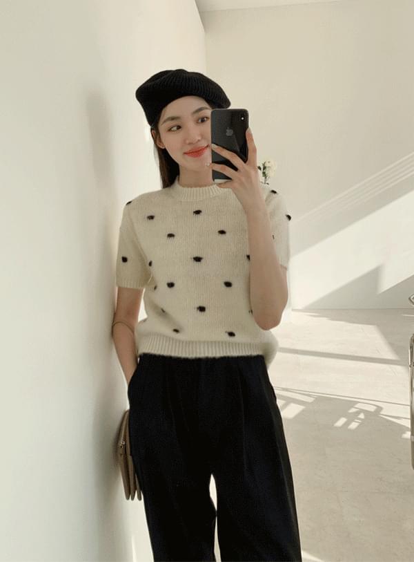 Dot Short Sleeve Knitwear