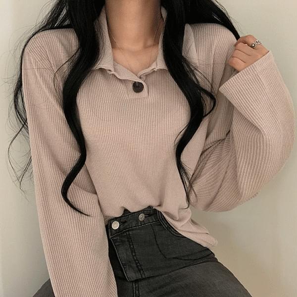 버튼카라 머스트 긴팔T