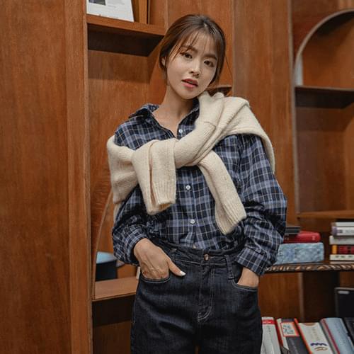 네로우 루즈핏 체크 셔츠