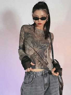 Ethnic Cand see-through T-shirt