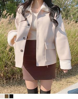 그란 모직 포켓 양털 자켓