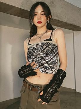벨로아 체크 뷔스티에