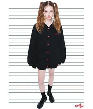 Heart Snap Stadium Jacket (Black)
