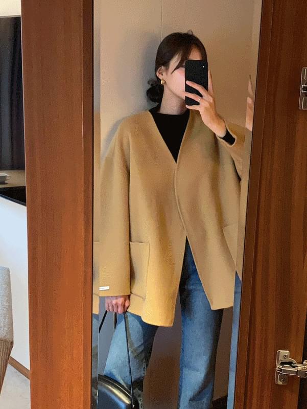 (Hand Made) No Collar Quilting Coat