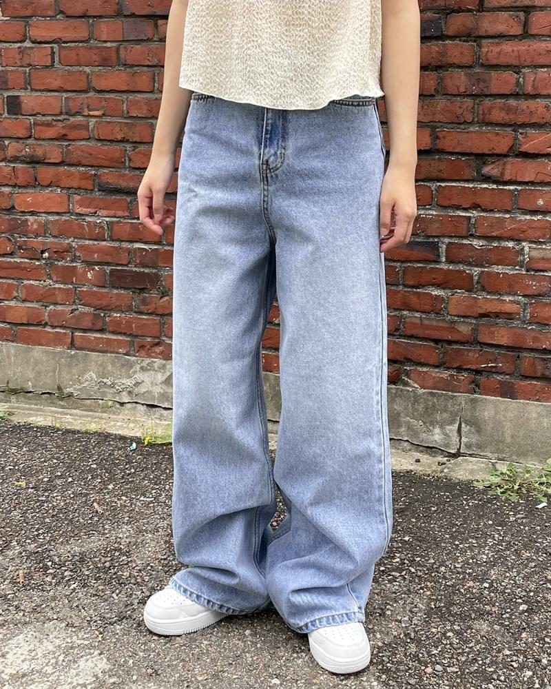 Begin Wide Long Blue Denim Pants 牛仔裤