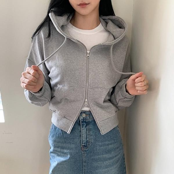 beautiful174 10 cropped hooded zipup cardigan with double zips
