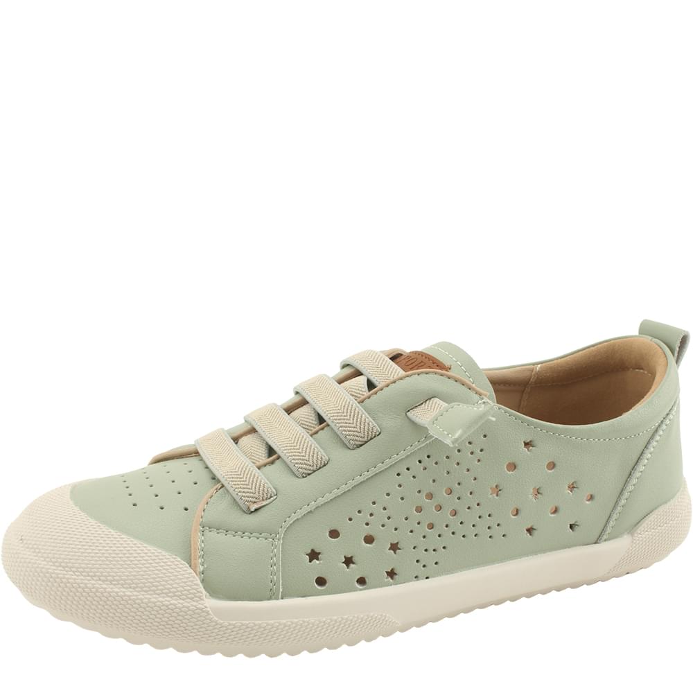 Cowhide Star Punching Banding Sneakers Green