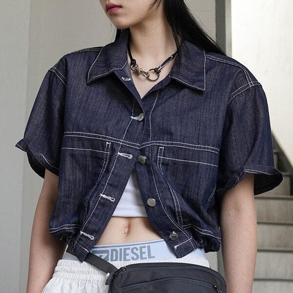 binary01 Nonfade string denim jacket Codibook.