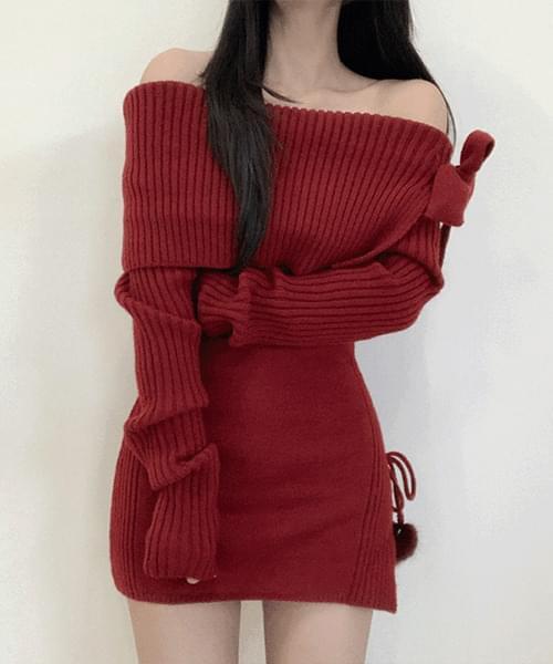Siwan Bell Off Shoulder Knitwear Dress