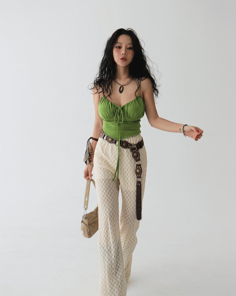 Voluminous shirring bustier crop sleeveless