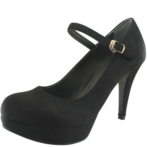 Domestically produced Mary Jane round toe Gaboshi high heel suede black