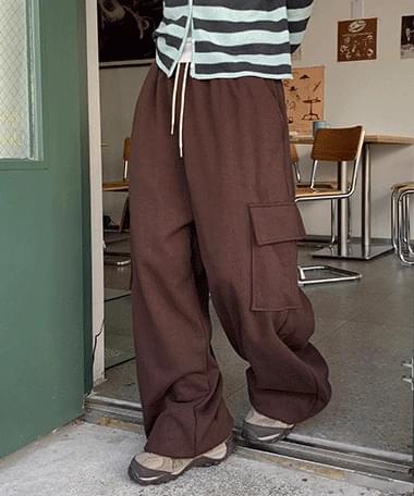 Essen Cargo String Banding Wide Pants 长裤