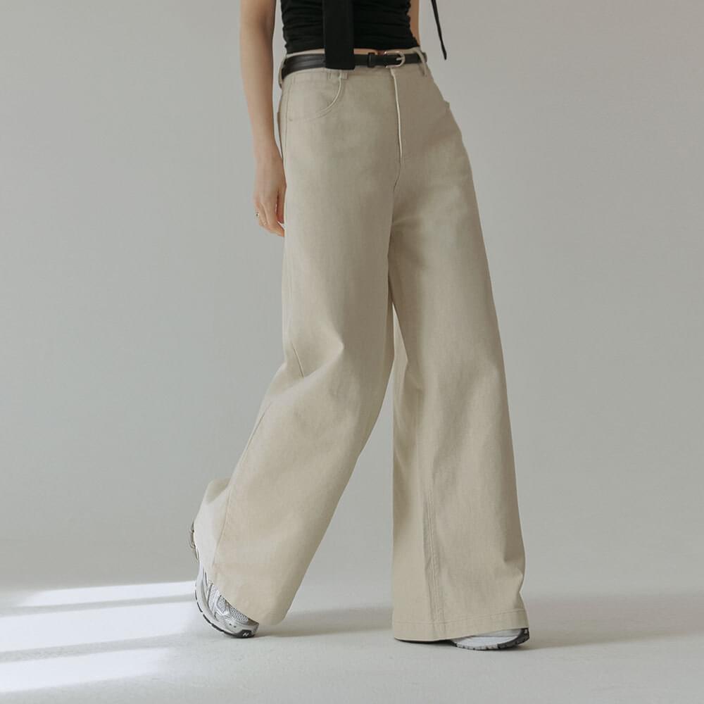 Hippend Cotton Belt Set Wide Pants