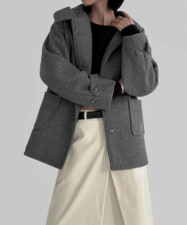 Warg overfit hooded half coat 大衣