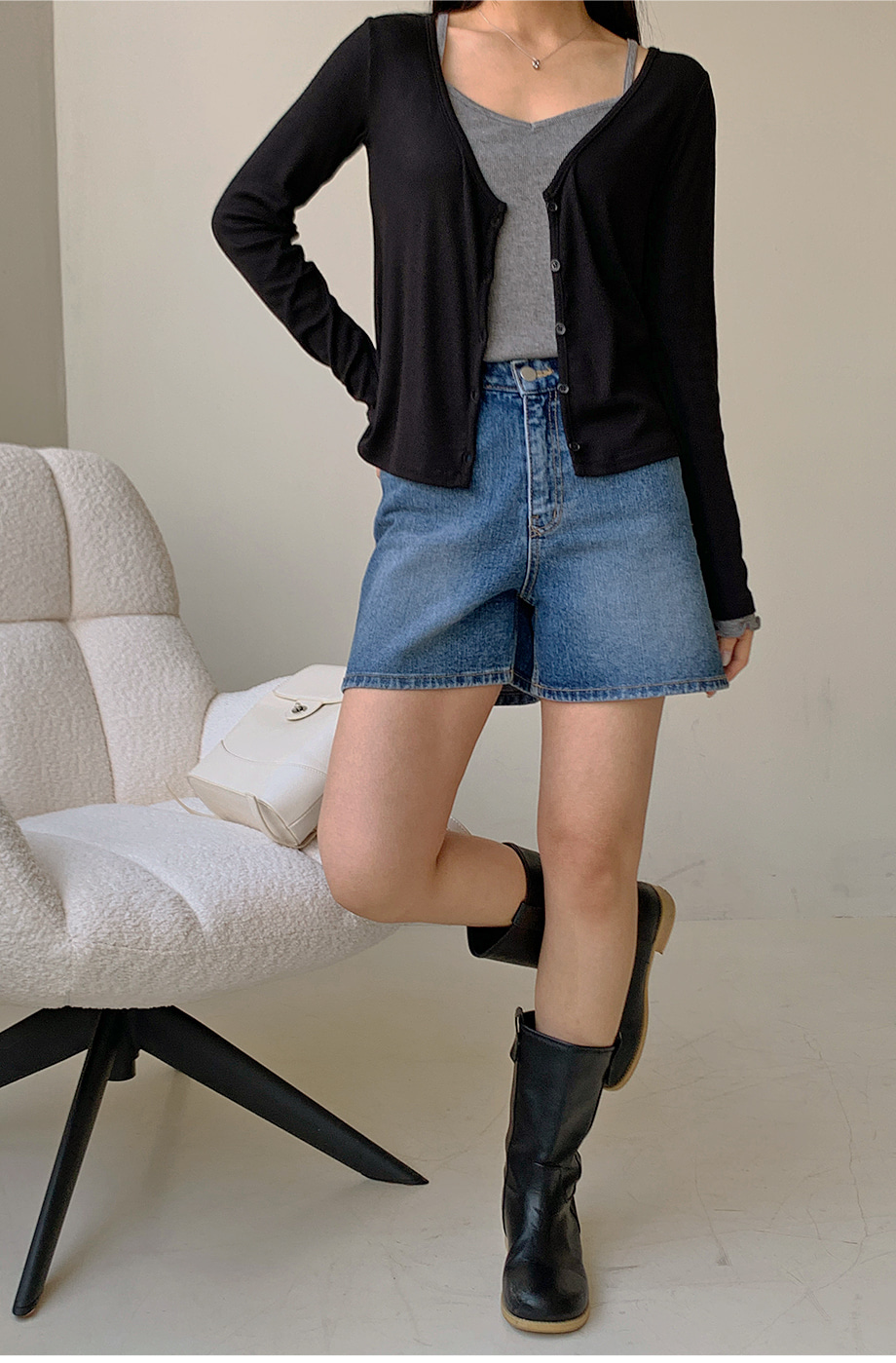 리리앤코 퓨릴닝 스판 프릴 배색 레이어드 티셔츠