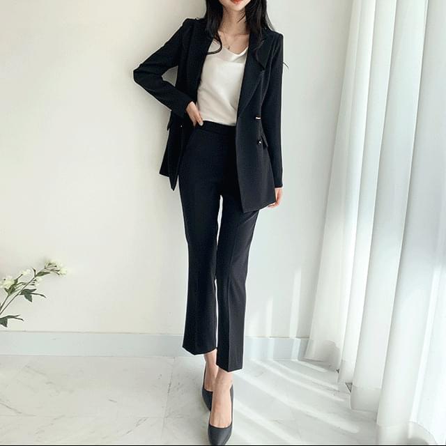 Gold Double Button Two Piece Women's Pants Suit Set 套裝