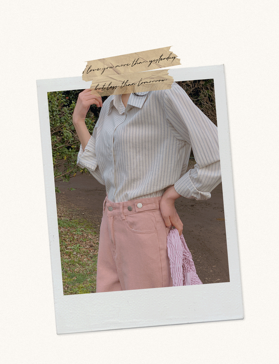 리리앤코 스튜로안 스트라이프 카라넥 셔츠