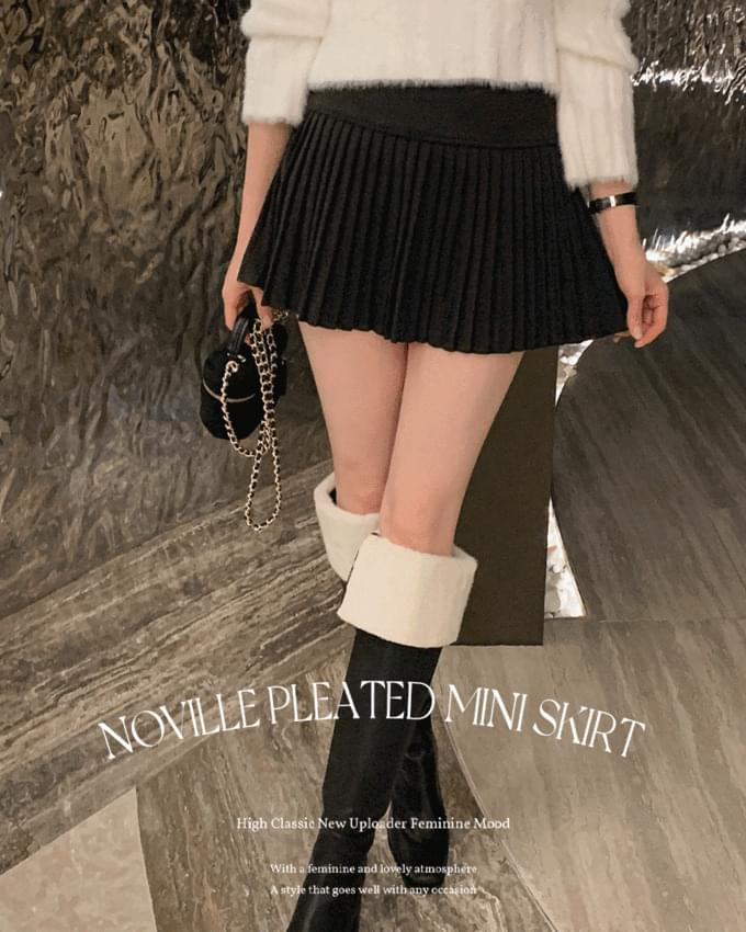 Noville High Waist Panties Side Zipper Pleated Mini Skirt 裙子