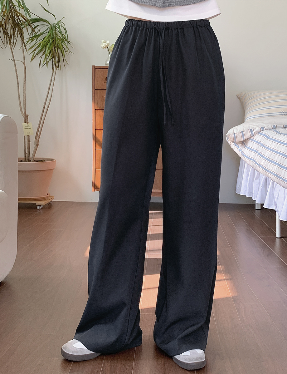 리리앤코 오브니션 밴딩 스트링 와이드 팬츠