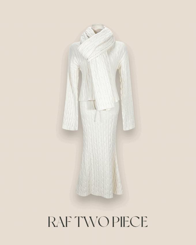 Rough Twisted scarf round trumpet sleeve knitwear mermaid long skirt three-piece set 套装