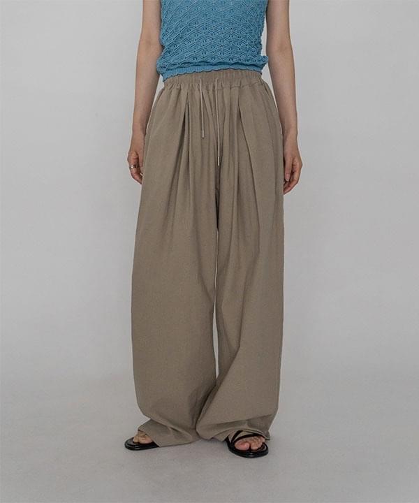 40-count one-tuck banding cotton pants 長褲