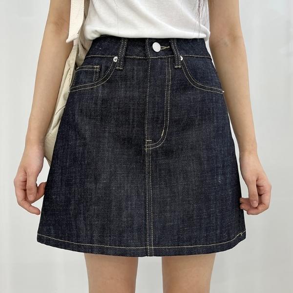 S~XL Raw denim mini skirt 裙子