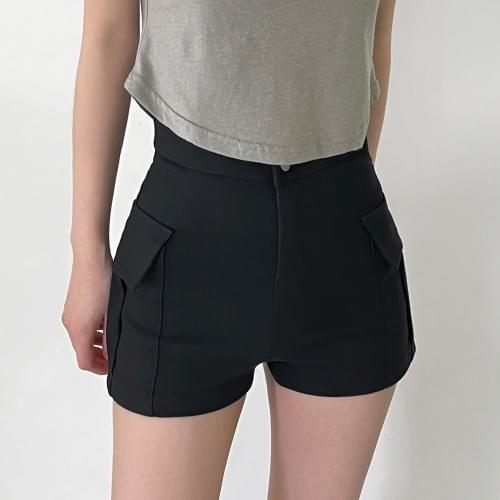 Lacey Stretchy Spandex Cargo Cotton Mini Shorts 1color 短裤