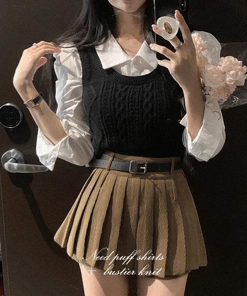 Need puff shirt nb + bustier knit 套装