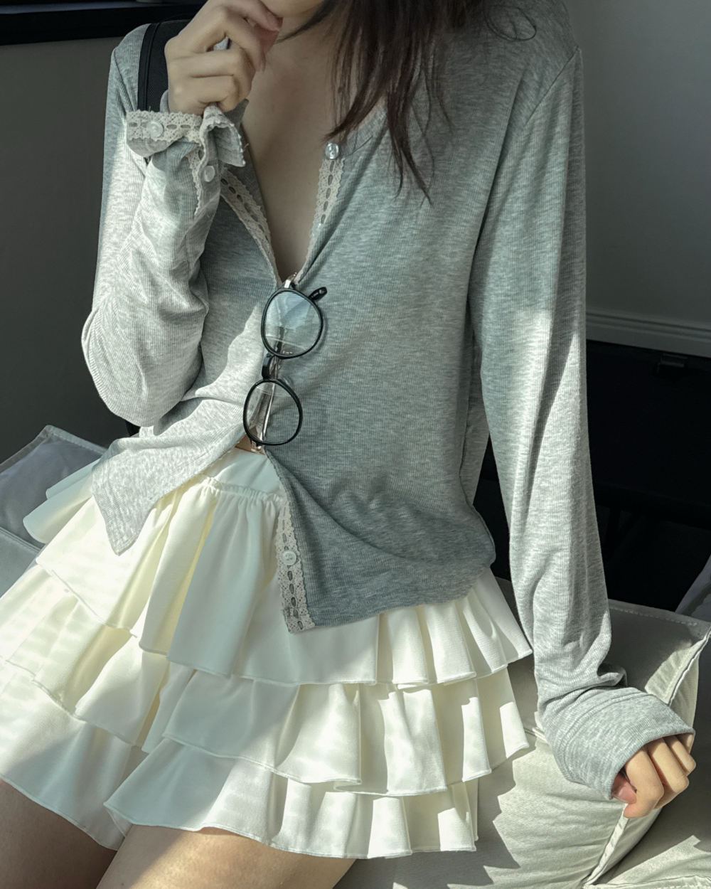 카디건 모델 착용 이미지-S1L25