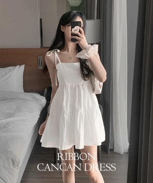 Shoulder Strap Cancan Mini Dress