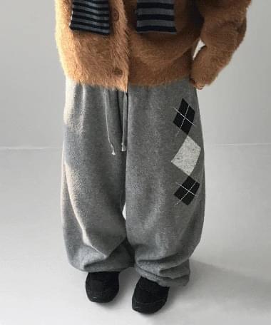 Randy Vintage Argyle Terry Wide Banding Pants 长裤