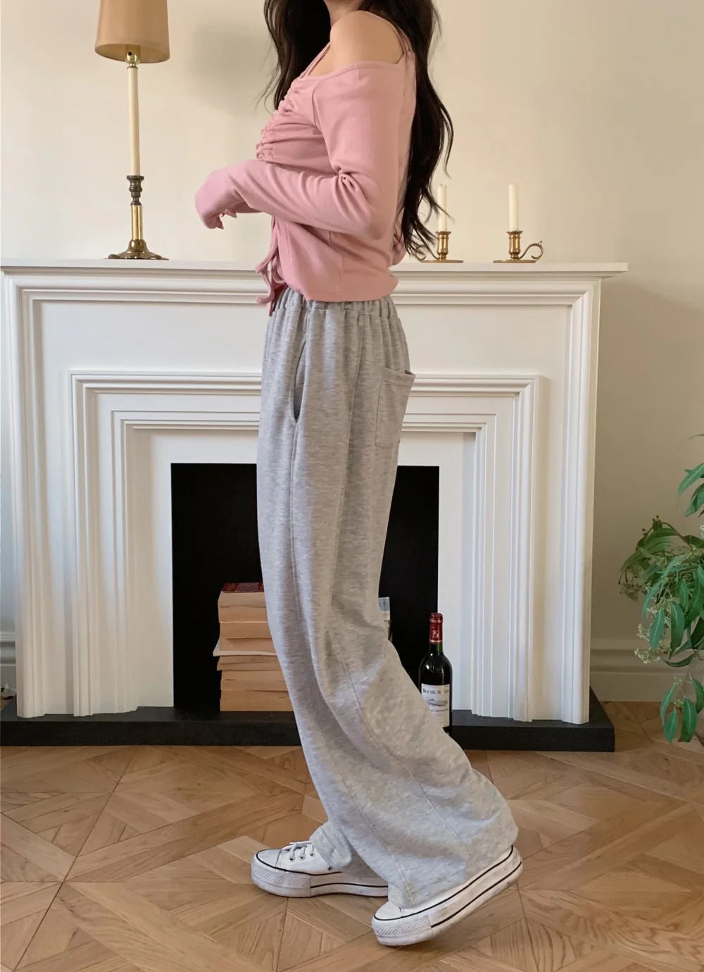 긴팔 티셔츠 모델 착용 이미지-S1L43